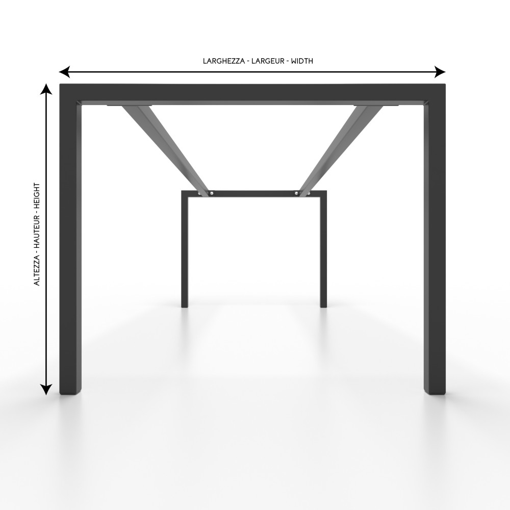 Table frame with square tube and double connecting bar - U Shaped - UA2B4040