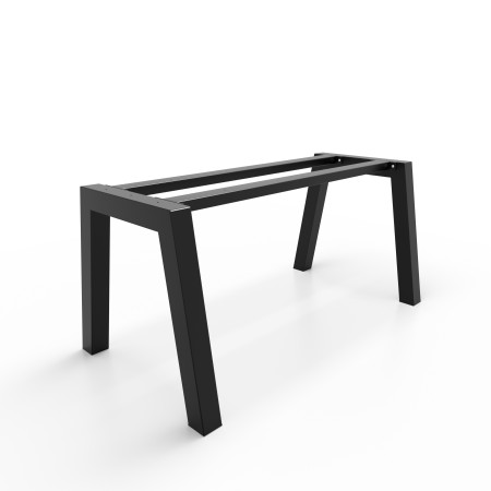 Pieds de table en métal avec double barre centrale, pieds en forme de trapèze ouvert TRA2B8080