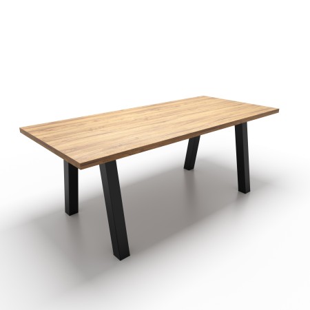 Gambe per tavolo in metallo con doppia barra centrale, piedi a forma di Trapezio aperto TRA2B8080