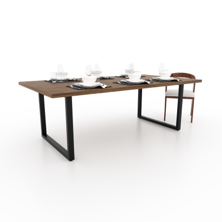2x Pieds de table en métal avec double barre centrale - en forme de U - U2B6040