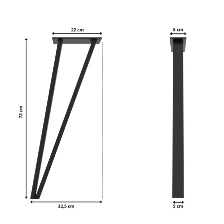 4x Gambe per tavolo in metallo stile industriale minimale, gambe a forma di V VI5020