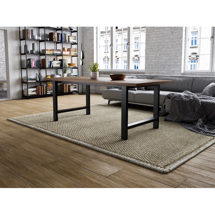 Pieds de table en H avec 2 barres en métal, style industriel