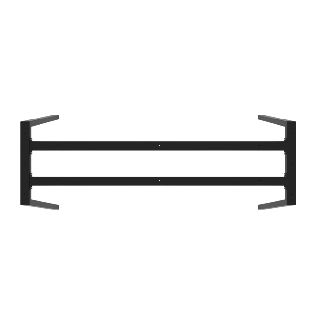Trapezoidal iron table legs with double crossbar, industrial look and durable materials.