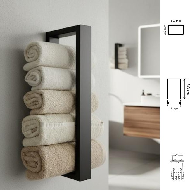 Wall-mounted metal towel rack – Modern industrial bathroom design | Taormina Design
