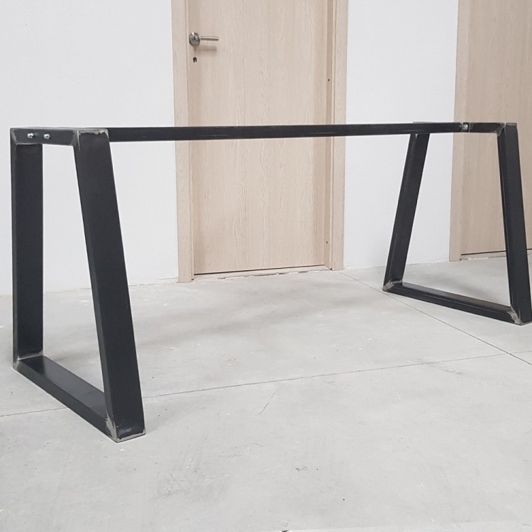 2x Metal table legs with central bar - trapezoid shaped - TRB8040
