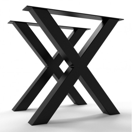 2x Pieds de table en métal  en forme de croix X -X8080