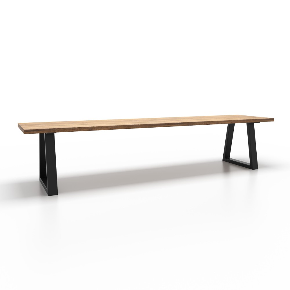 Trapezoid metal bench legs, clean and robust industrial style