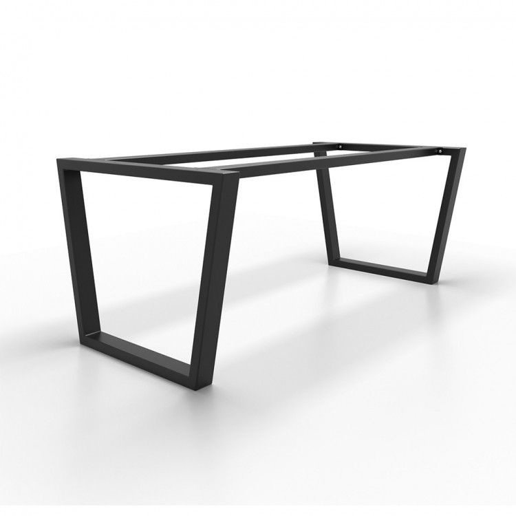 2x Pieds de table en métal avec double barre centrale - en forme de trapèze - TRin2B8040