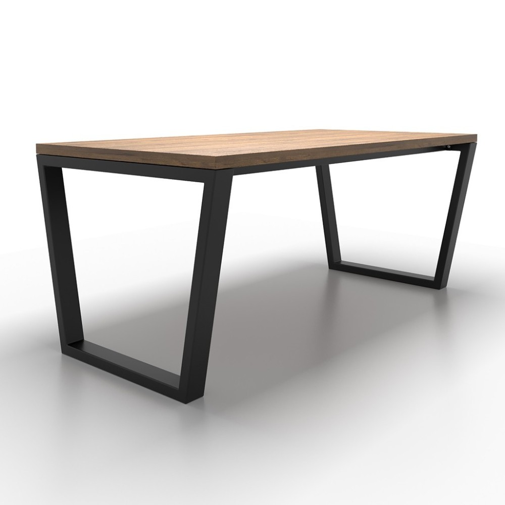 2x Pieds de table en métal avec double barre centrale - en forme de trapèze -TRIN2B8040 | Taormina Design