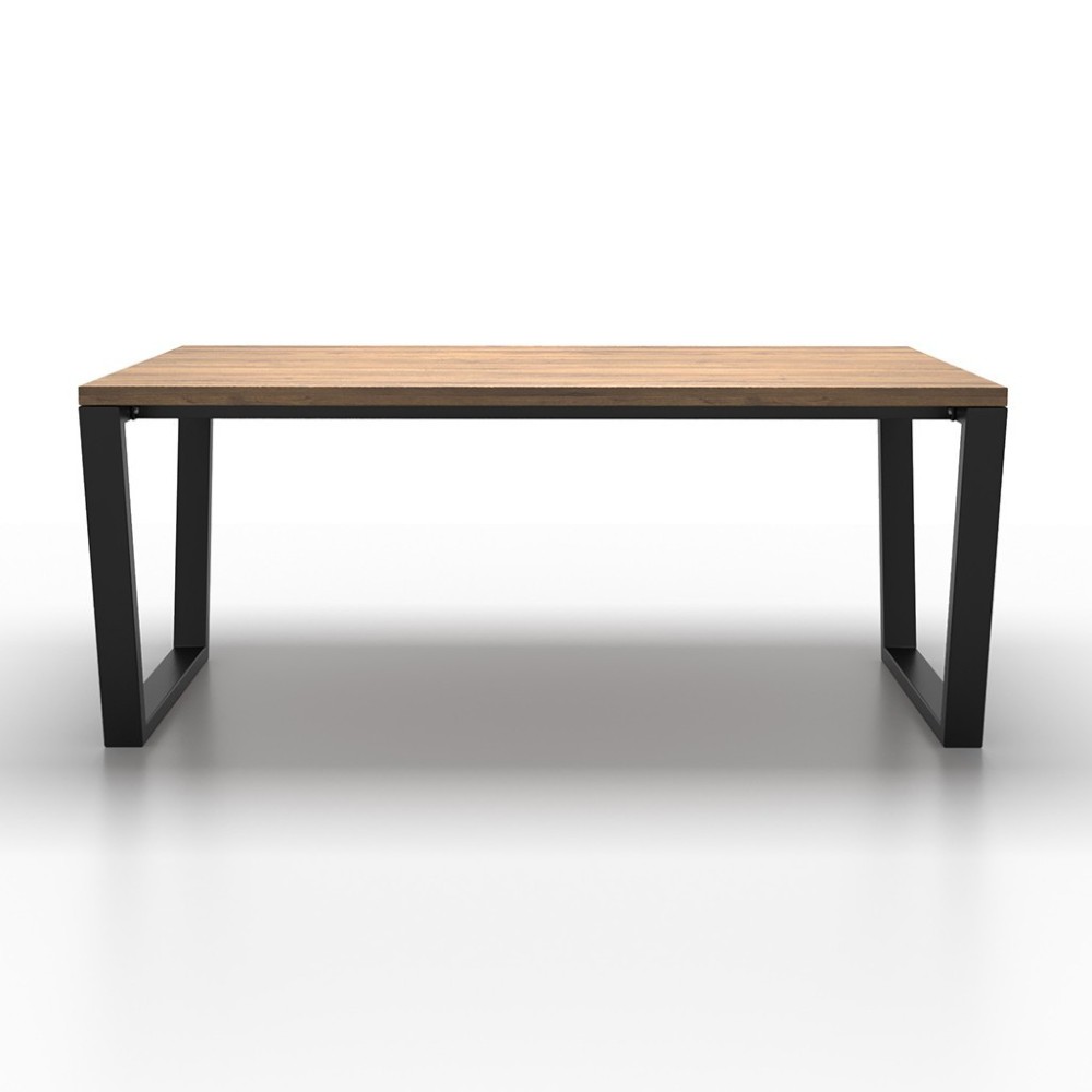 2x Metal table legs with double central bar - trapezoid shaped - TRIN2B8040 | Taormina Design
