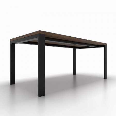Gambe per tavolo in metallo con doppia barra centrale, piedi a forma di U UA2B8040