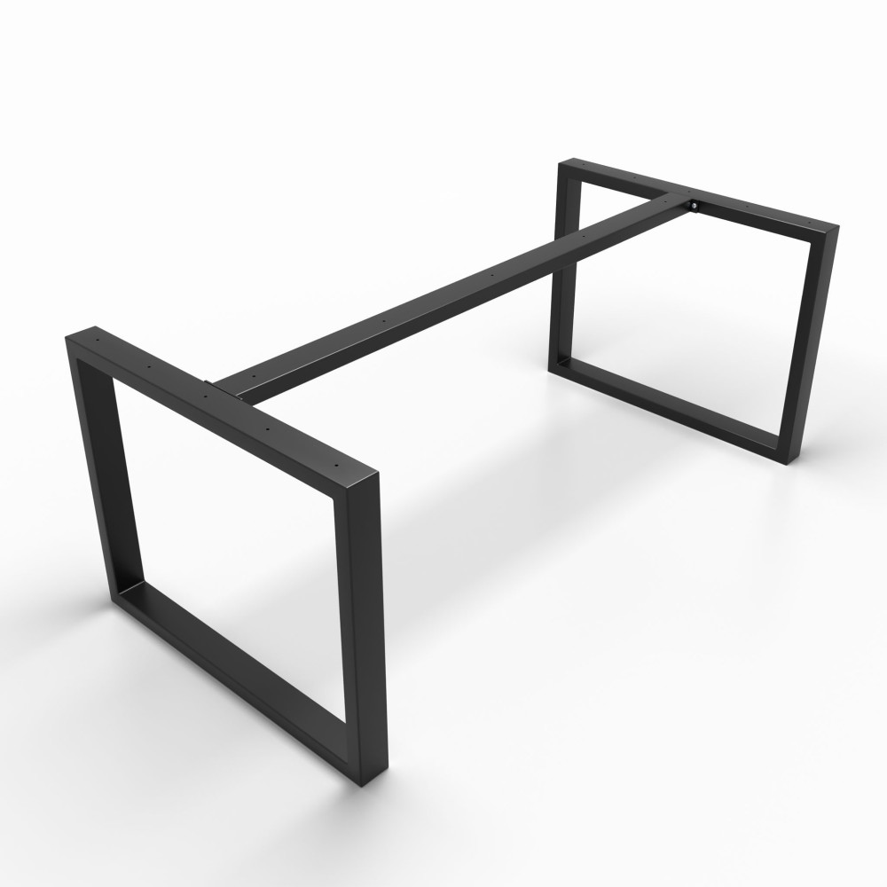 Pieds de table en fer en U avec barre centrale, stabilité et style moderne