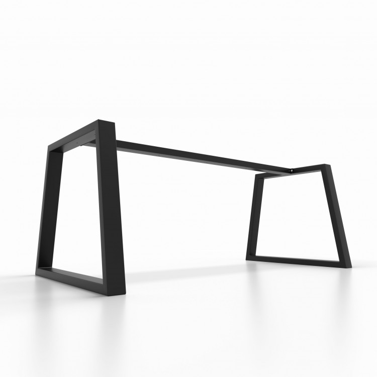 2x Pieds de table en métal avec barre centrale - en forme de trapèze - TRB8040