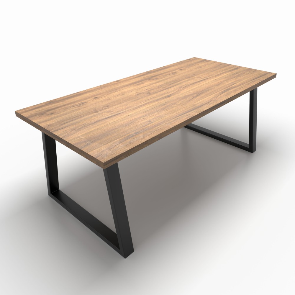 Table de bureau, bois éco-certifié - Pieds trapèzes en acier