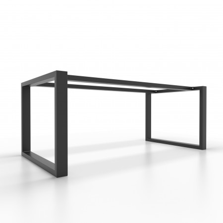 Gambe per tavolo in metallo con doppia barra centrale, piedi a forma di U U2B8040