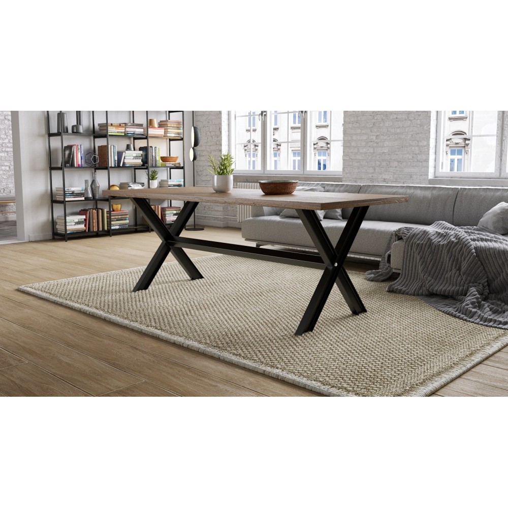 2 x Metal table legs with central bar - X Shaped - XBIPE80